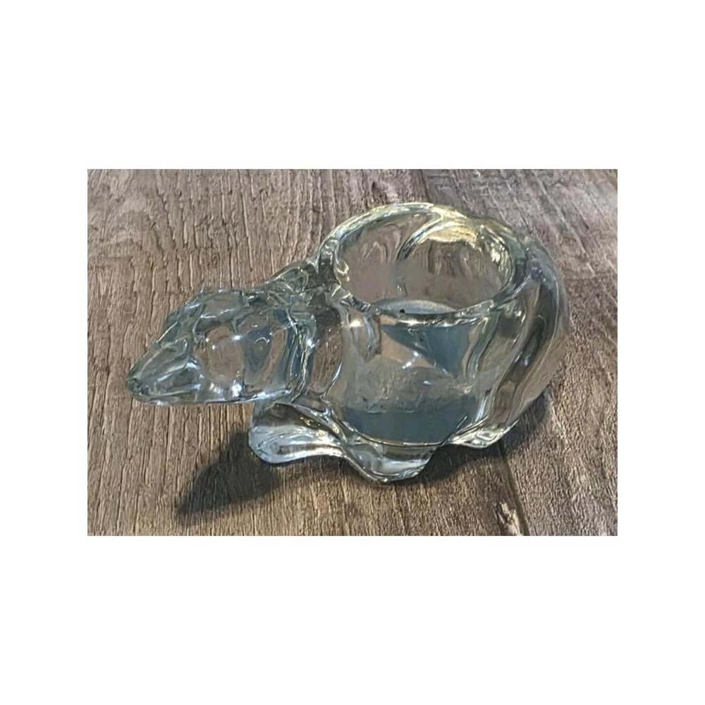 Vintage  Crystal Clear Glass Polar Bear Votive Tea Light Holder